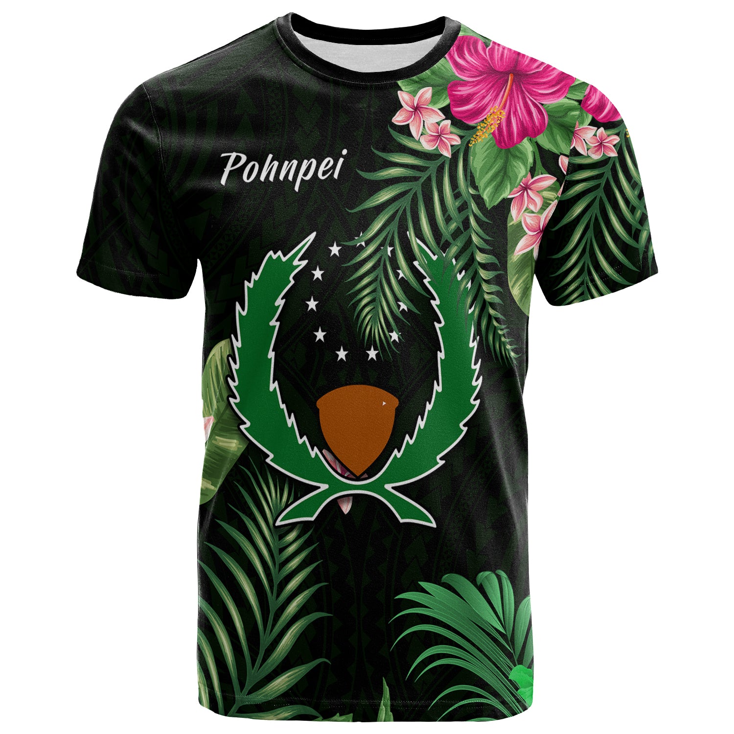 Pohnpei Micronesia Green T Shirt Tropical Flowers LT13 Unisex Green - Polynesian Pride