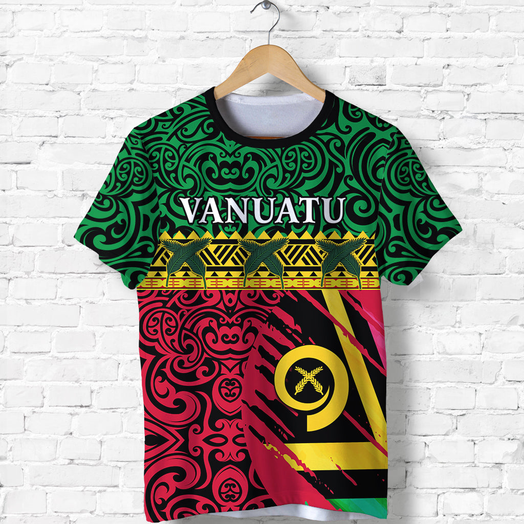 Vanuatu Dreamy T Shirt Flag and Pattern LT13 Unisex Green - Polynesian Pride