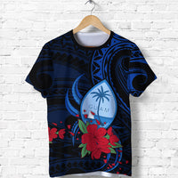 Guam T Shirt Polynesian Flowers LT13 Unisex Blue - Polynesian Pride