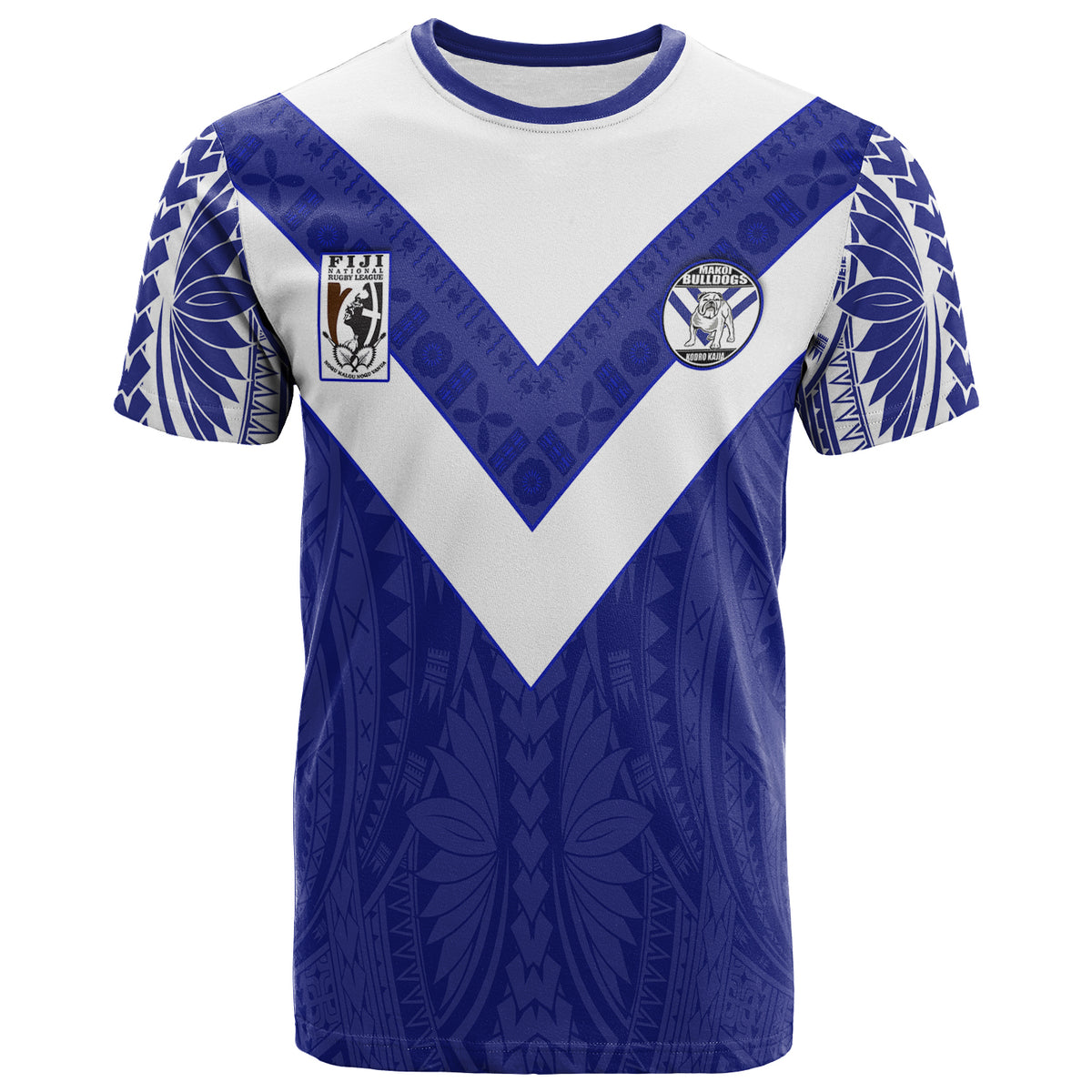 Custom Makoi Bulldogs T Shirt Forever Fiji Rugby Custom Text and Number LT13 - Polynesian Pride