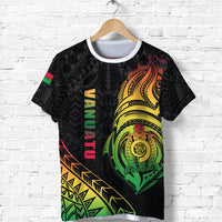 Vanuatu Rugby T Shirt Turtle Color Unisex Black - Polynesian Pride