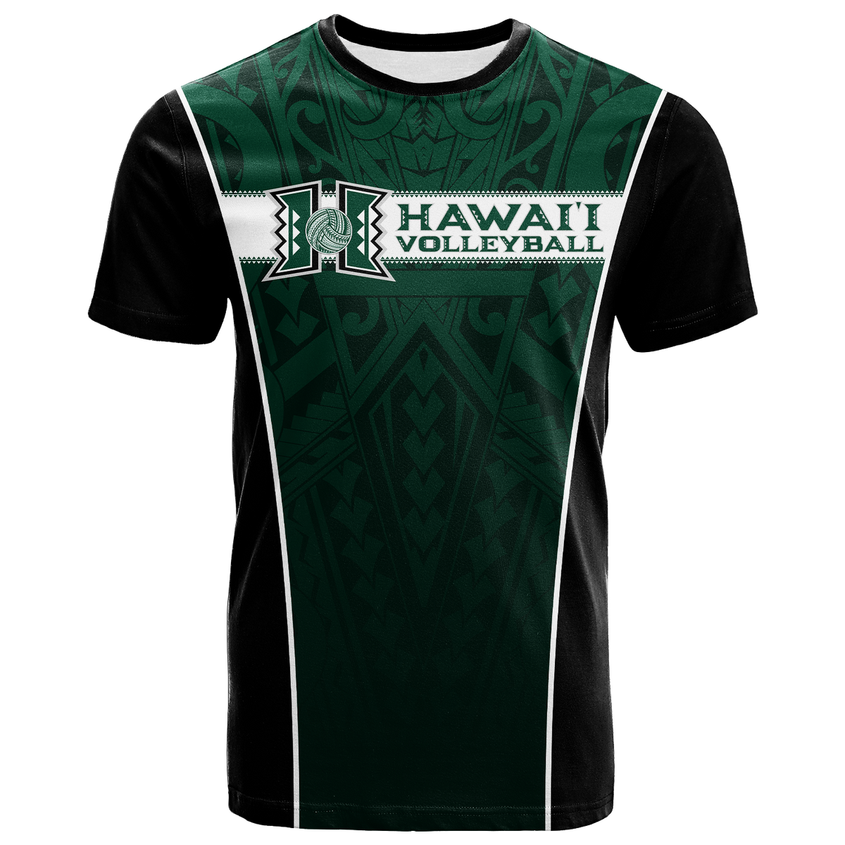 Hawaii Volleyball Green Warrior T Shirt LT2 GREEN - Polynesian Pride