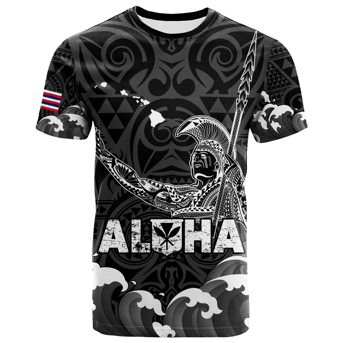 Hawaii King Kamehameha Aloha Hawaii Nei T Shirt LT2 BLACK - Polynesian Pride