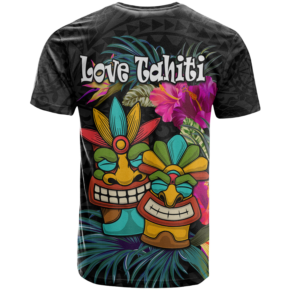 Tahiti Couple Tiki T Shirt Tropical Tribal Love Tahiti LT9 - Polynesian Pride