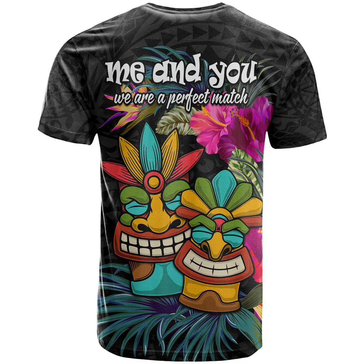 Tahiti Couple Tiki T Shirt Tropical Tribal We are Perfect Match LT9 - Polynesian Pride
