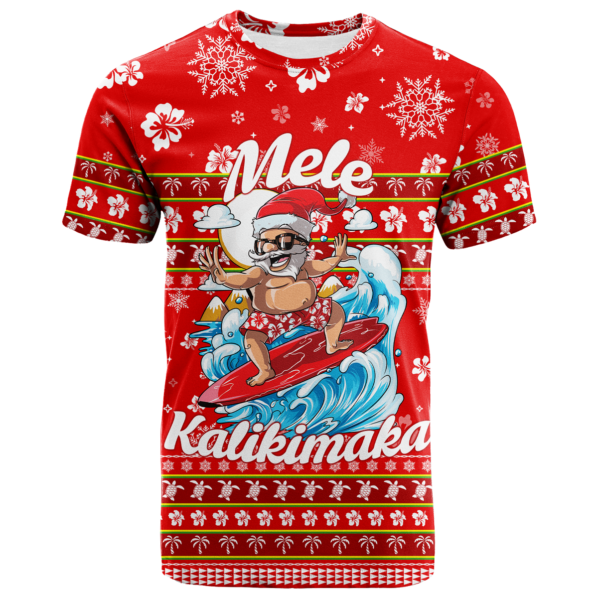 Custom Hawaii Christmas Santas Surf Mele Kalikimaka T Shirt LT2 - Polynesian Pride