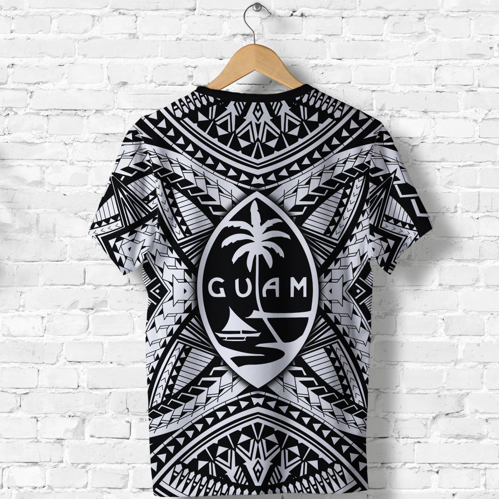 Guam Rugby T Shirt Polynesian Patterns White LT16 - Polynesian Pride