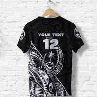 Custom Guam Rugby T Shirt Polynesian Patterns Style Black LT16 - Polynesian Pride