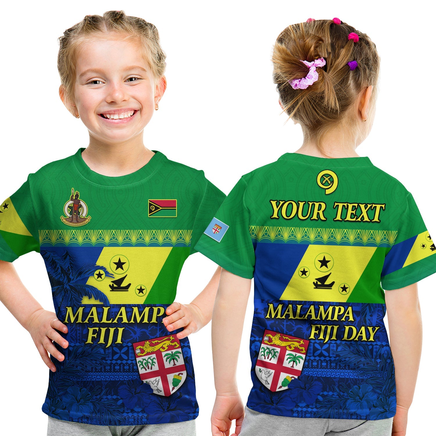 (Custom Personalised) Malampa Fiji Day T Shirt KID Vanuatu Polynesia mix Flowers LT13 - Polynesian Pride