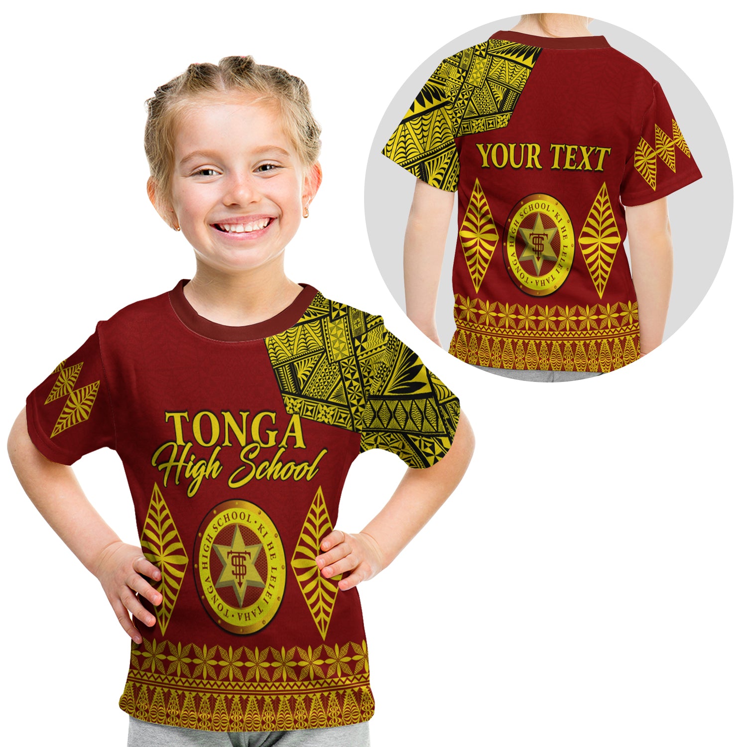 (Custom Personalised) Tonga High School T Shirt Kid Tongan Ngatu LT13 - Polynesian Pride