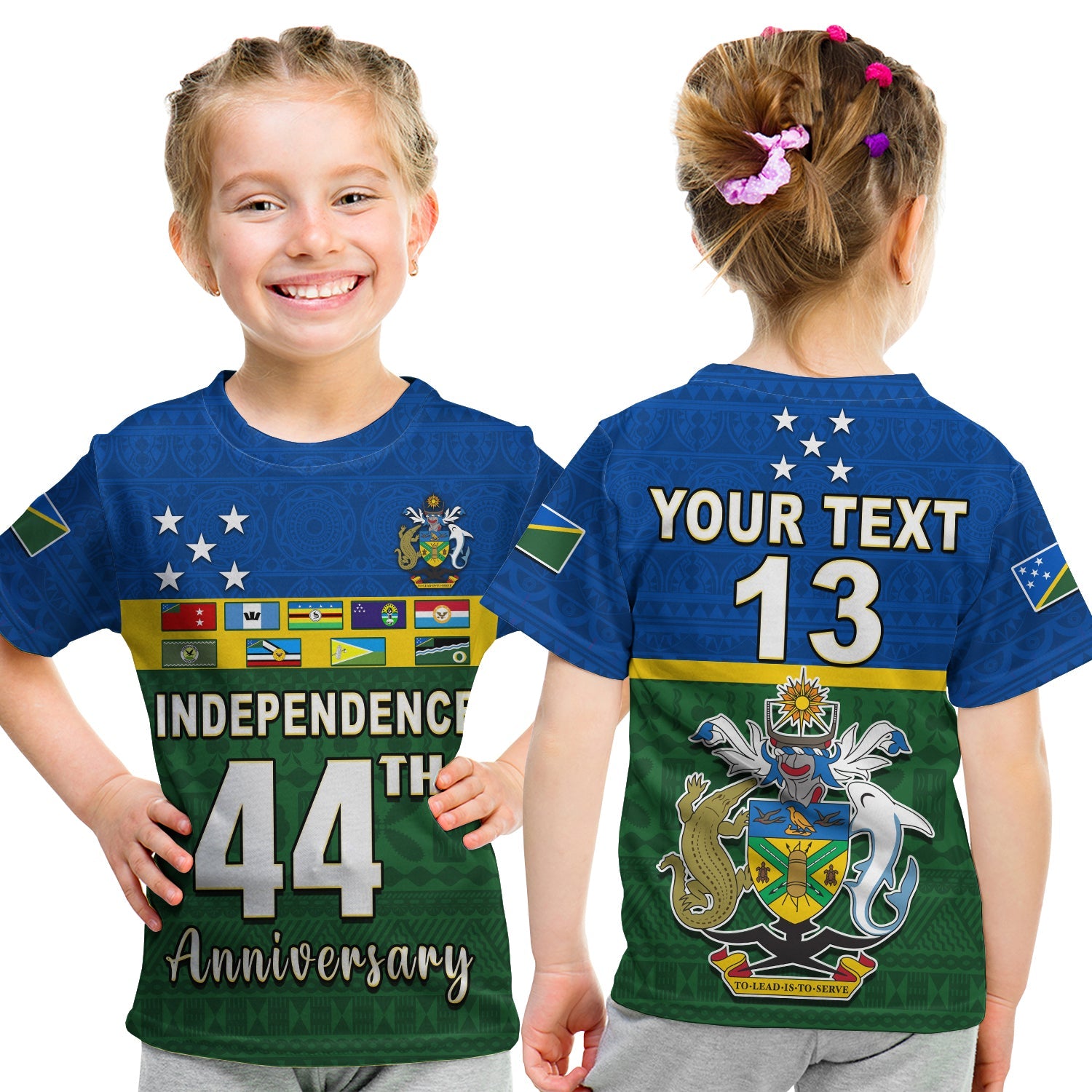 (Custom Text and Number) Solomon Islands National Day T Shirt KID Independence Day Tapa Pattern LT13 - Polynesian Pride