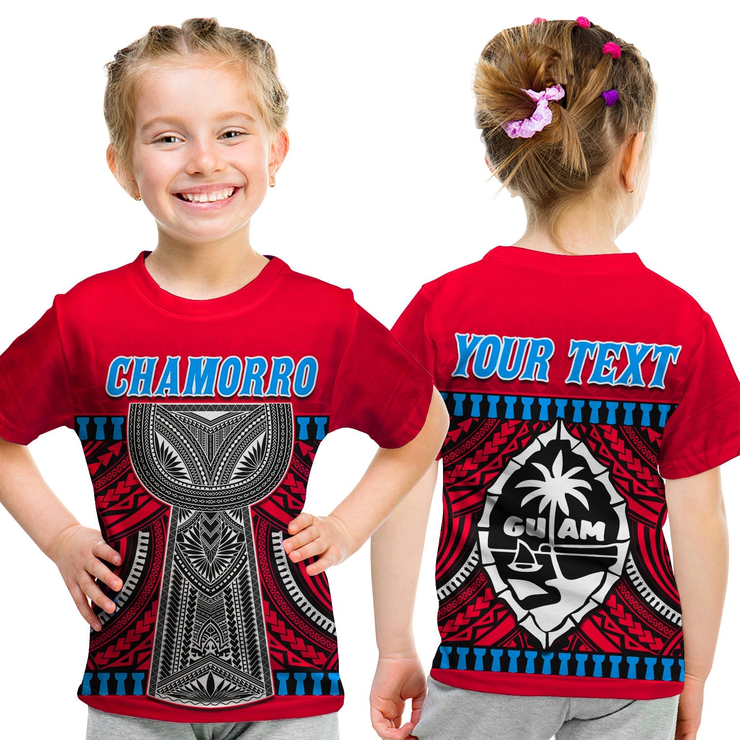 (Custom Personalised) Guam Chamorro T Shirt KID Latte Stone Red Polynesian Haligi LT13 - Polynesian Pride