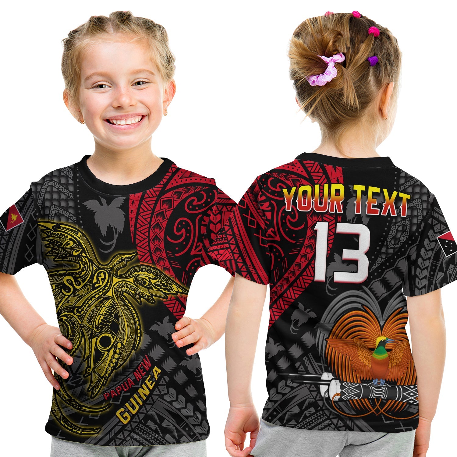 (Custom Text and Number) Papua New Guinea T Shirt KID Raggiana Birds Of Paradise Happy 47th Independence Day LT13 - Polynesian Pride