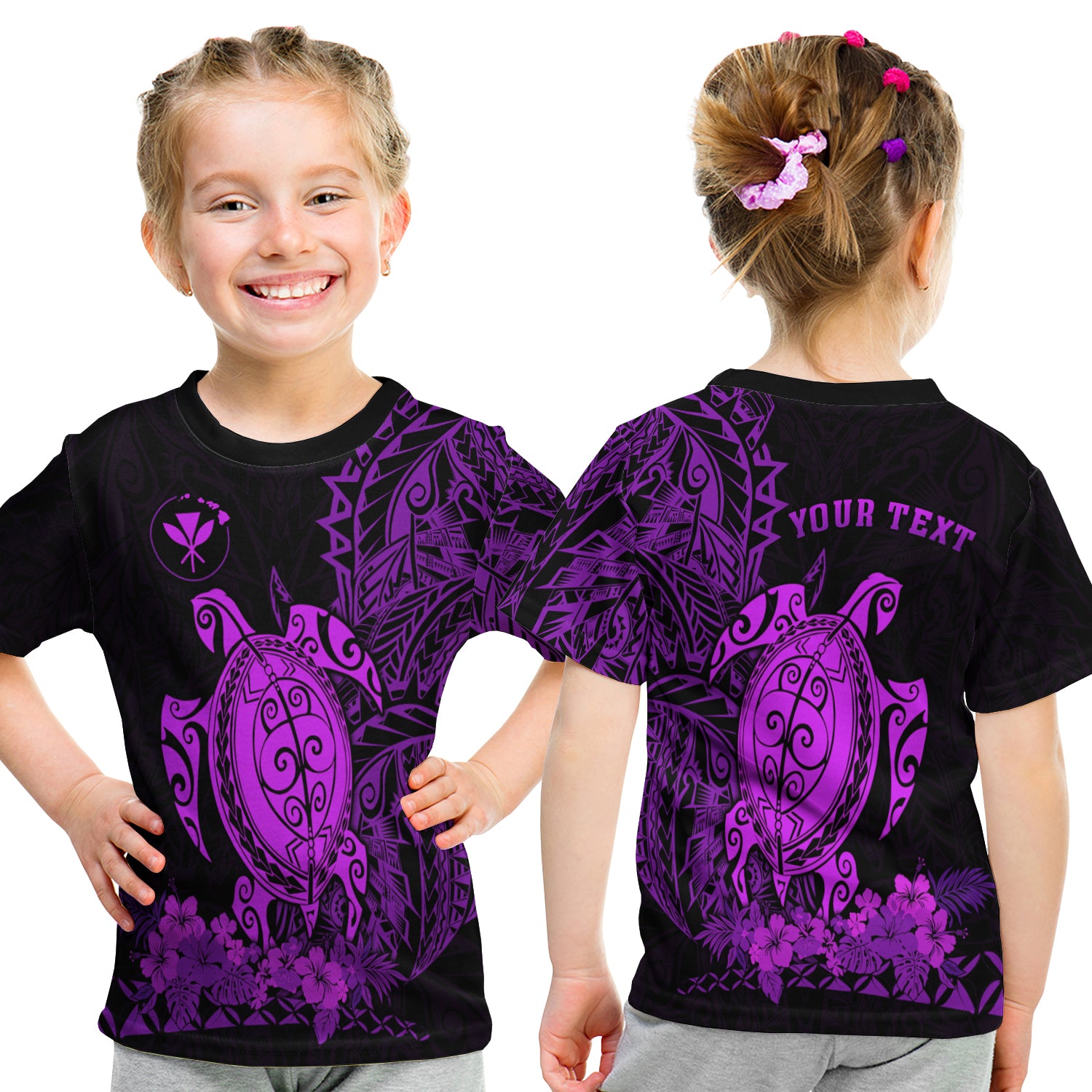 (Custom Personalised) Hawaii Polynesian T Shirt Kid Purple Sea Turtles Hawaiian LT13 - Polynesian Pride