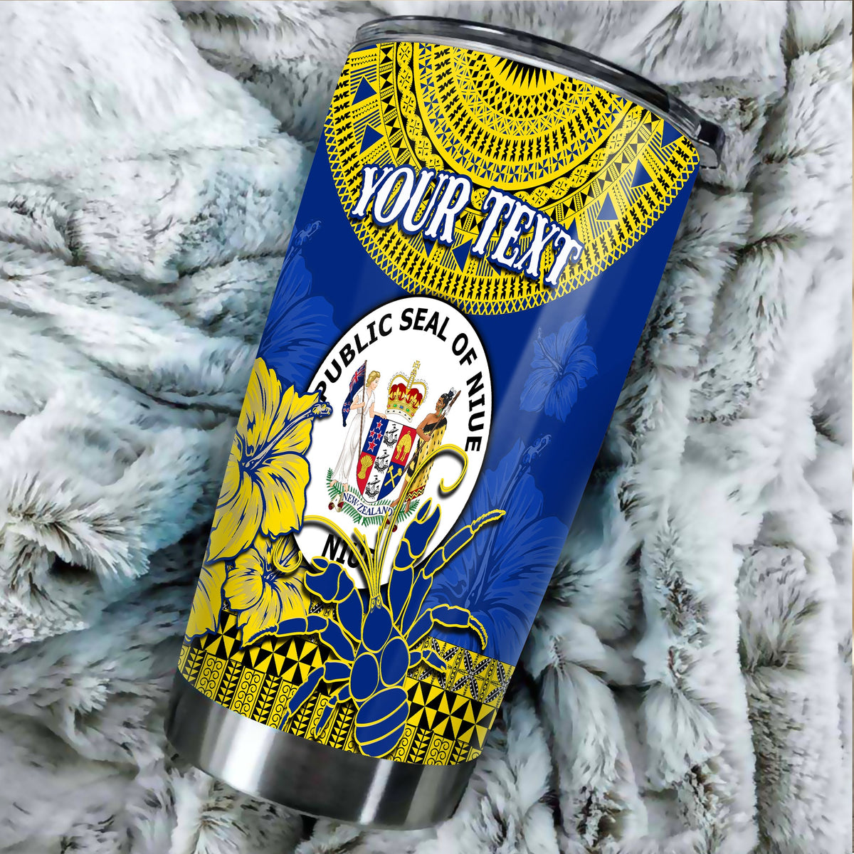 (Custom Personalised) Niue Hiapo Tumbler Rock of Polynesia Tapa Niuean Crab Happy Day LT13 - Polynesian Pride