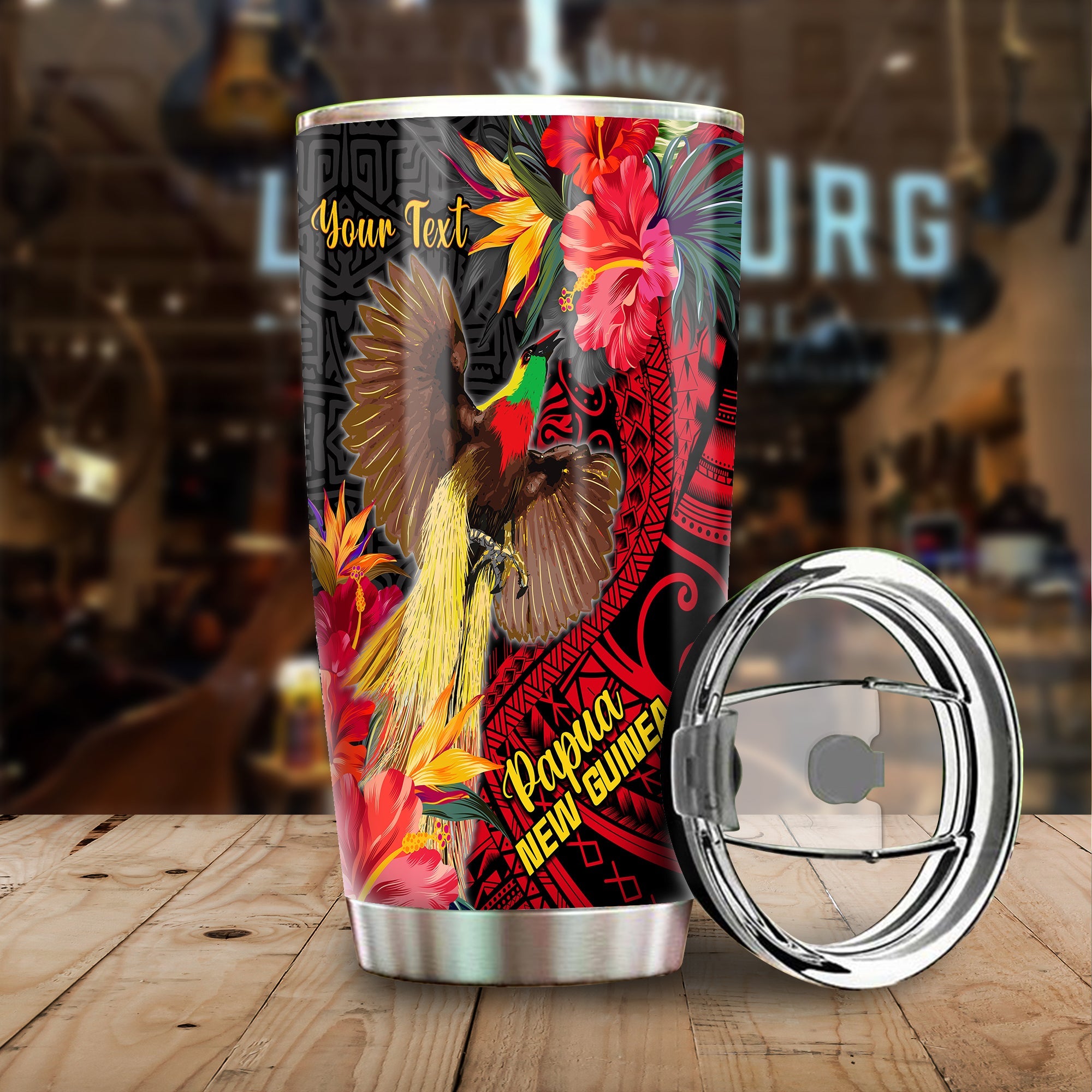 (Custom Personalised) Papua New Guinea Tumbler Bird of Paradise Ver.01 LT13 Black - Polynesian Pride