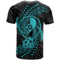 Yap Micronesian Custom T Shirt Turquoise Spiral Pattern Hibiscus - Polynesian Pride
