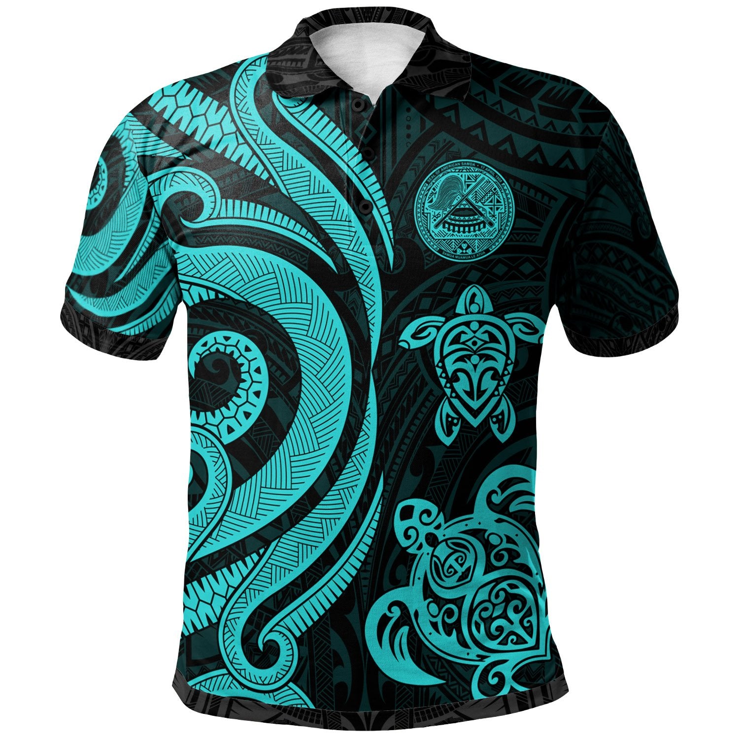 American Samoa Polo Shirt Turquoise Tentacle Turtle Unisex Turquoise - Polynesian Pride