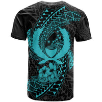 Pohnpei Micronesian T Shirt Turquoise Spiral Pattern Hibiscus - Polynesian Pride