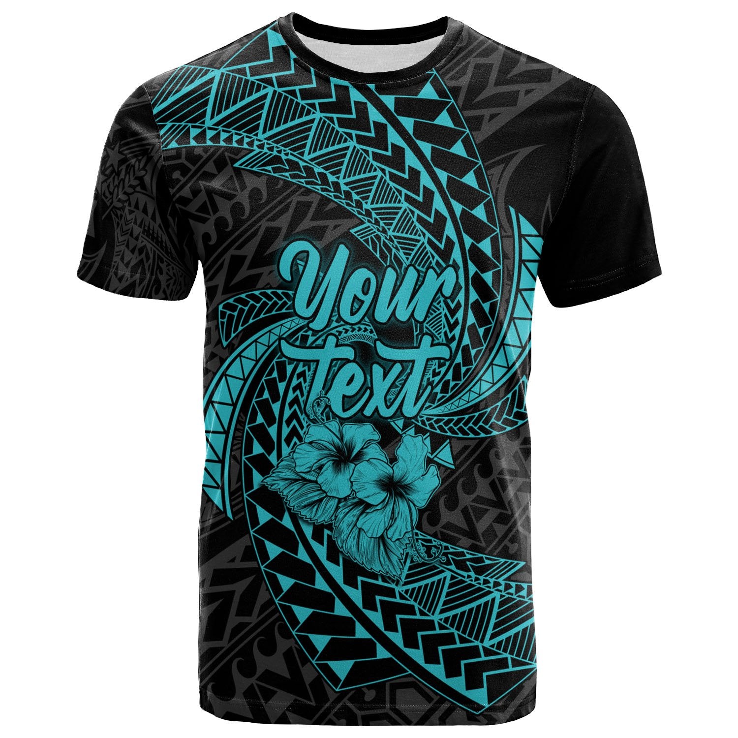 Chuuk Micronesian Custom T Shirt Turquoise Spiral Pattern Hibiscus Unisex TURQUOISE - Polynesian Pride