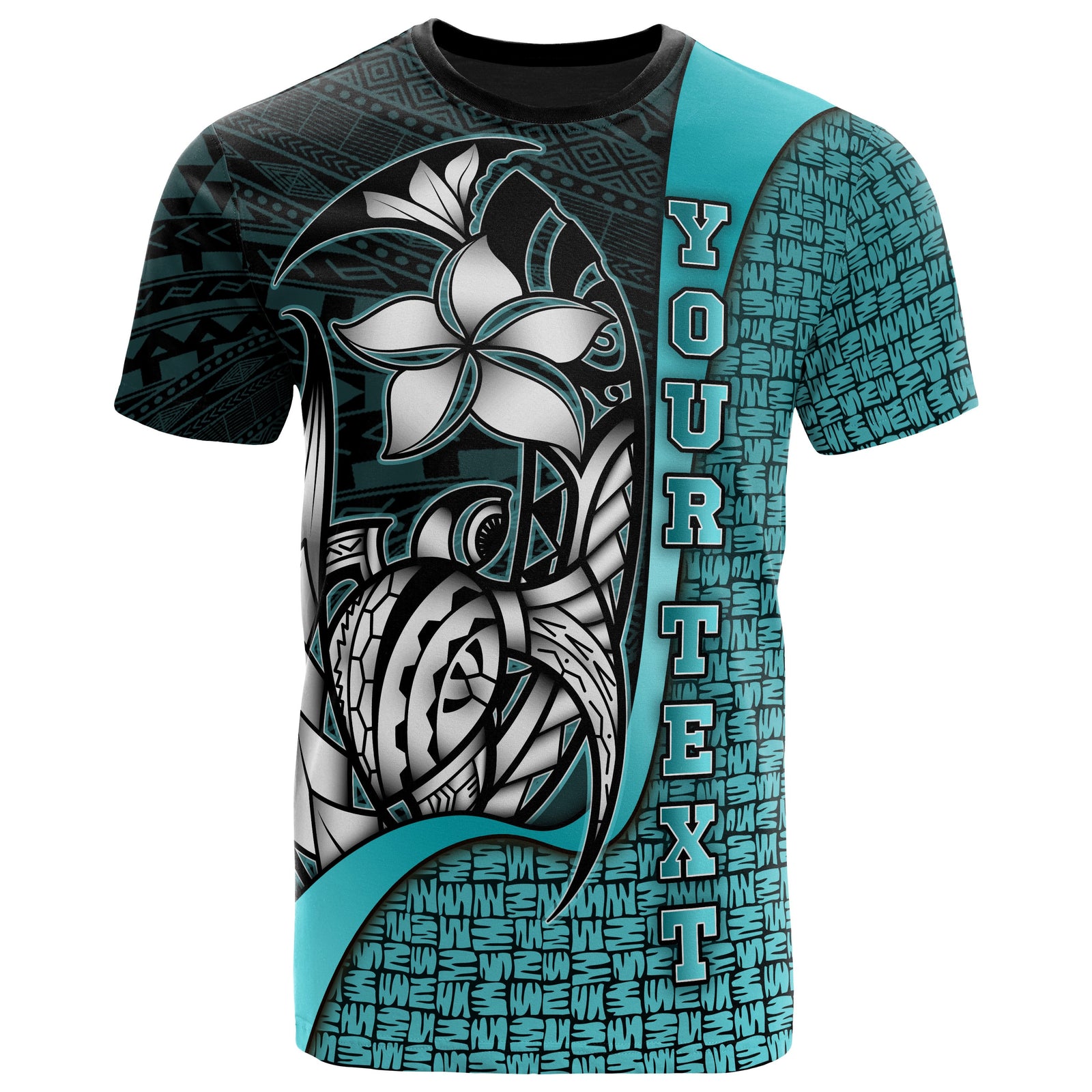 Tahiti Polynesian Custom T Shirt Turquoise Turtle with Hook Unisex TURQUOISE - Polynesian Pride