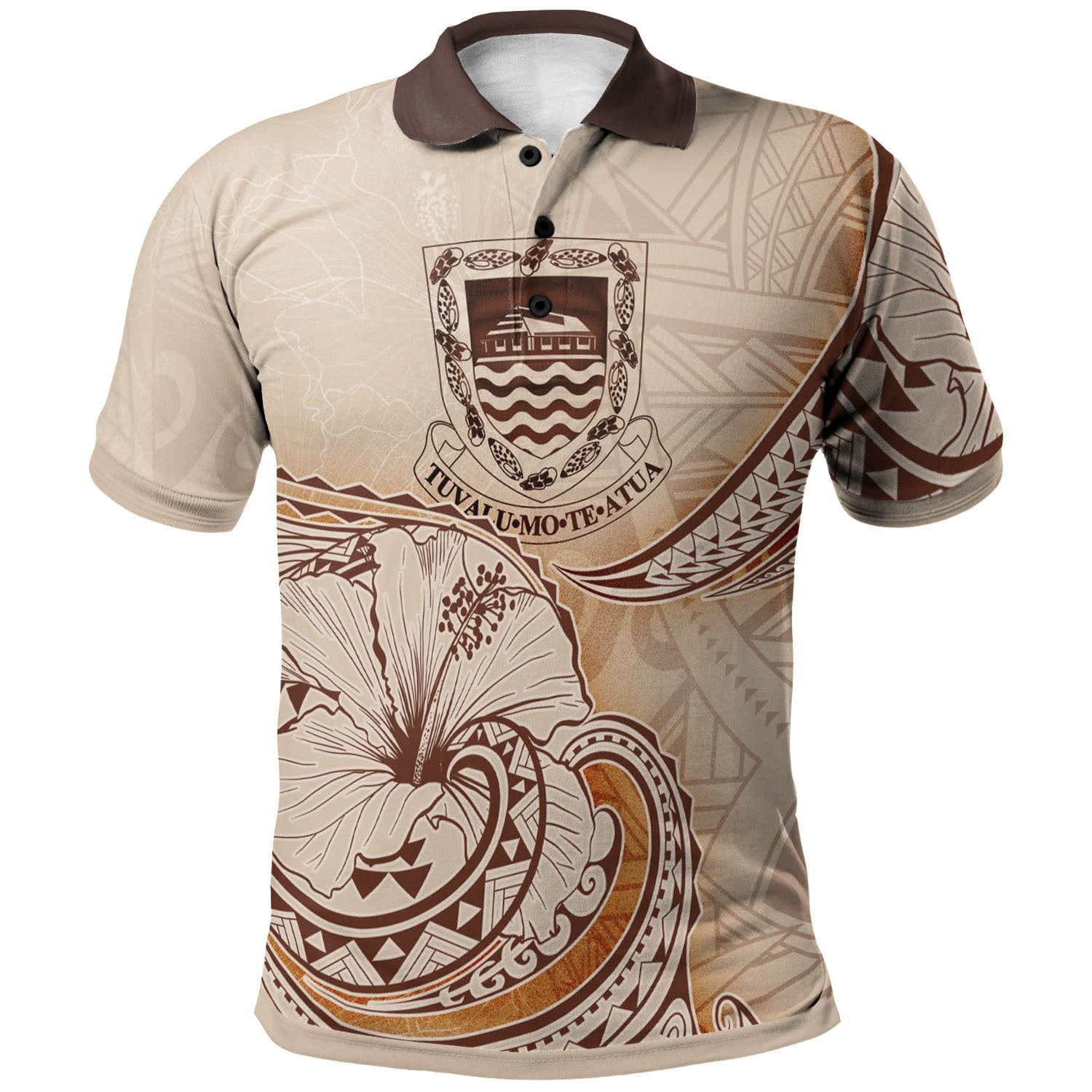 Tahiti Polo Shirt Hibiscus Flowers Vintage Style Unisex Nude - Polynesian Pride