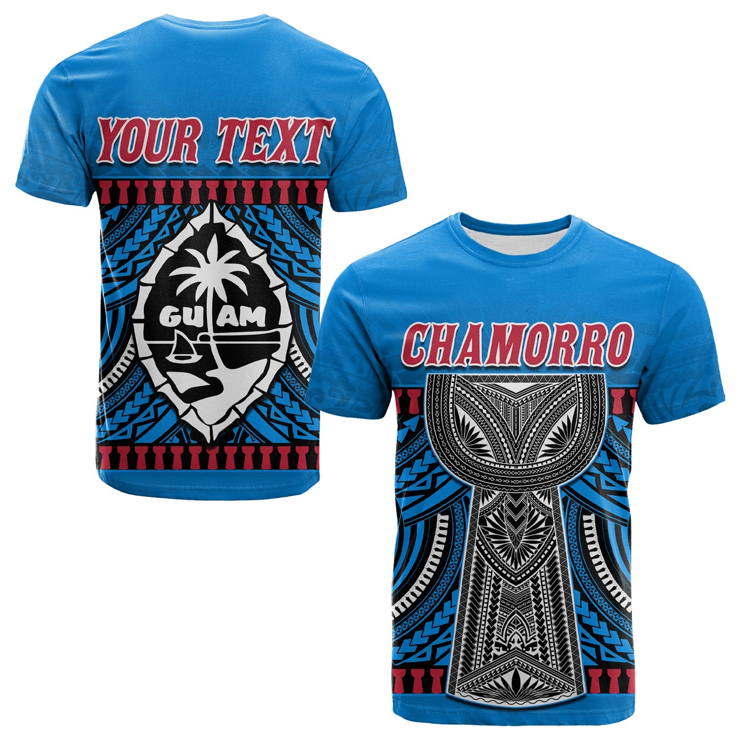 Custom Guam Chamorro T Shirt Latte Stone Blue Polynesian Haligi LT13 Blue - Polynesian Pride