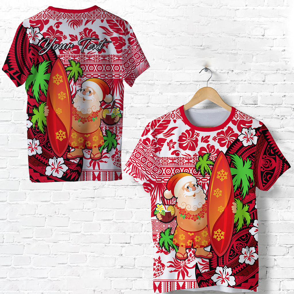 Custom Mele Kalikimaka T Shirt Christmas Hawaii with Santa Claus LT13 Unisex Red - Polynesian Pride