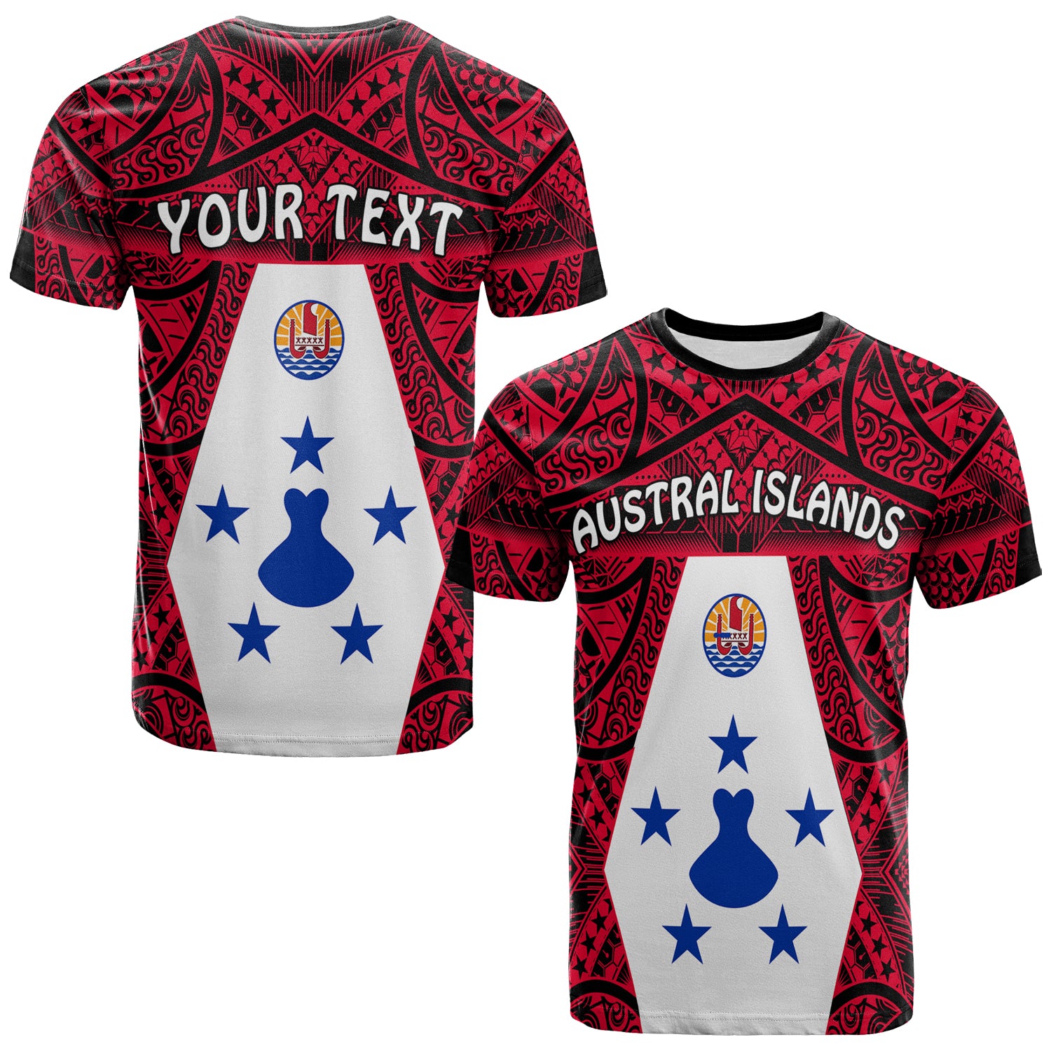 Custom Austral Islands T Shirt Polynesian Pattern French Polynesia LT13 Unisex Red - Polynesian Pride