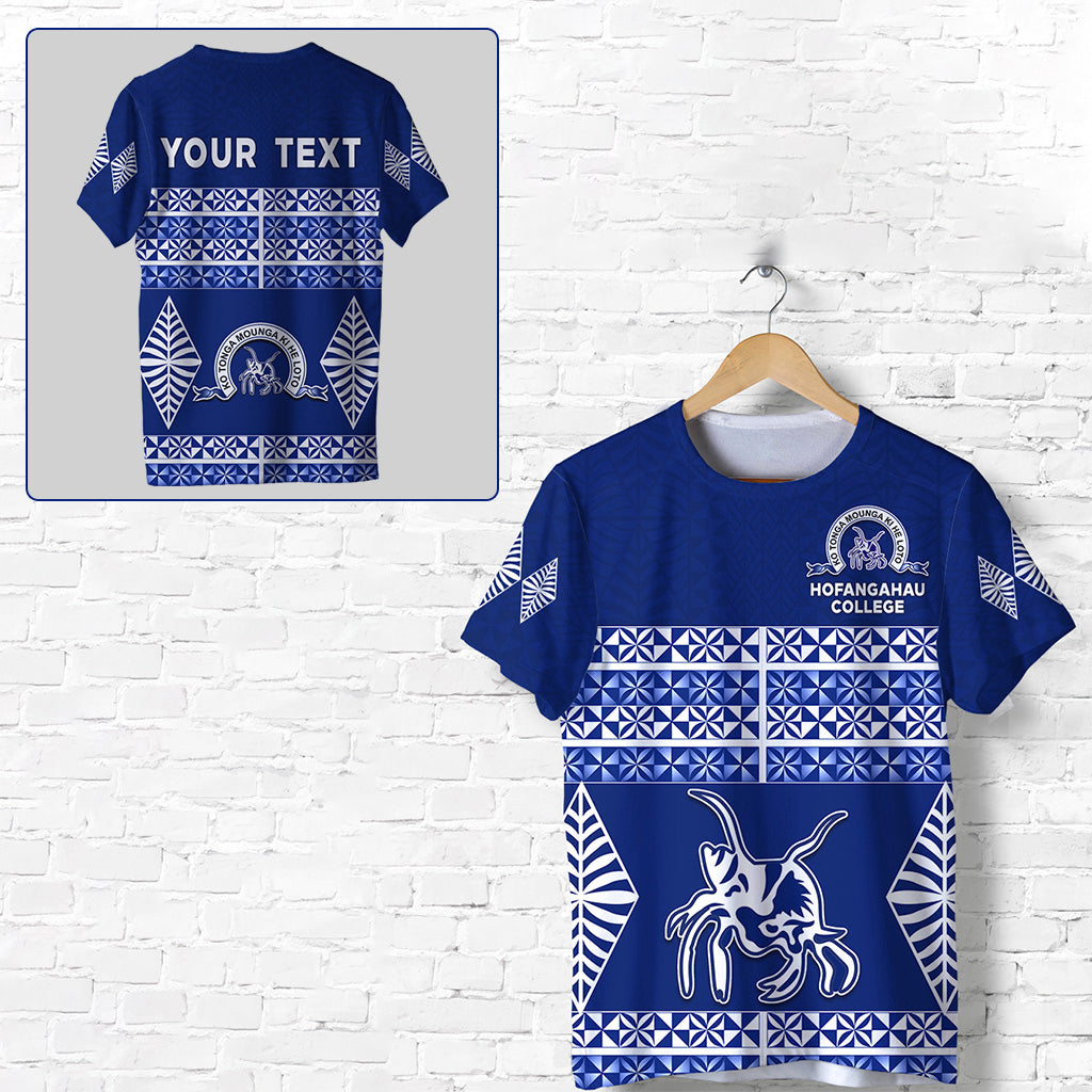 Custom Hofangahau College T Shirt Eua Tonga Pattern LT13 Unisex Blue - Polynesian Pride