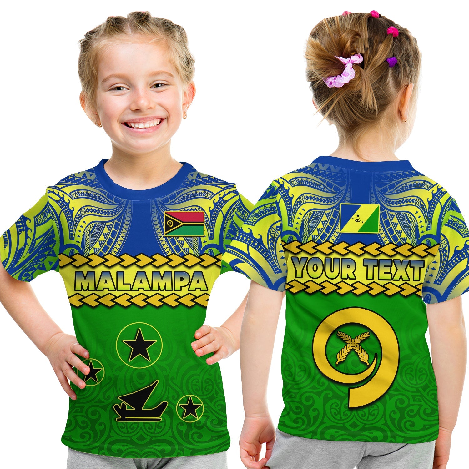 (Custom Personalised) Malampa Province T Shirt KID Vanuatu Pig Tusk Polynesian Flag Style LT14 - Polynesian Pride