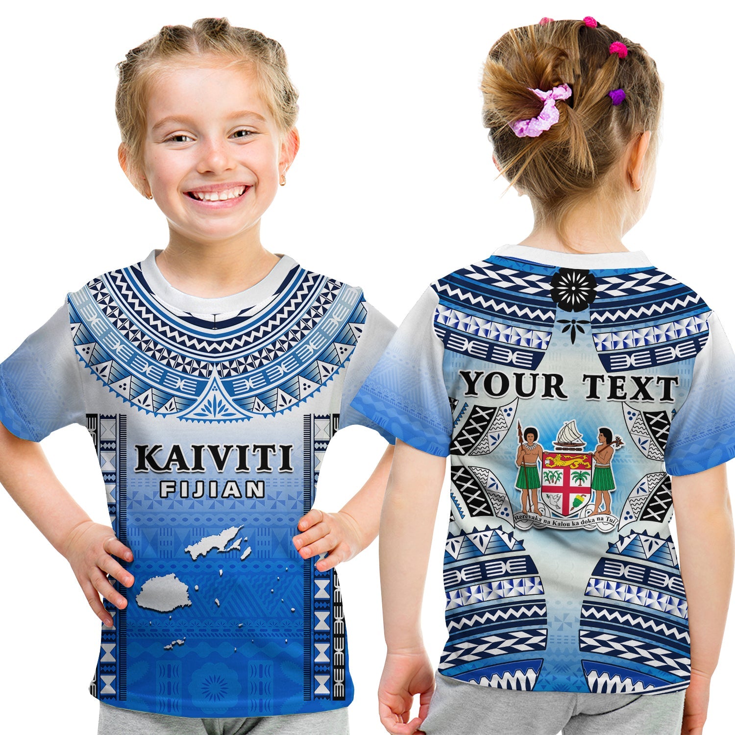 Custom Text And Number Fiji T Shirt KID Kaiviti Fijian Special Tapa Pattern LT14 - Polynesian Pride