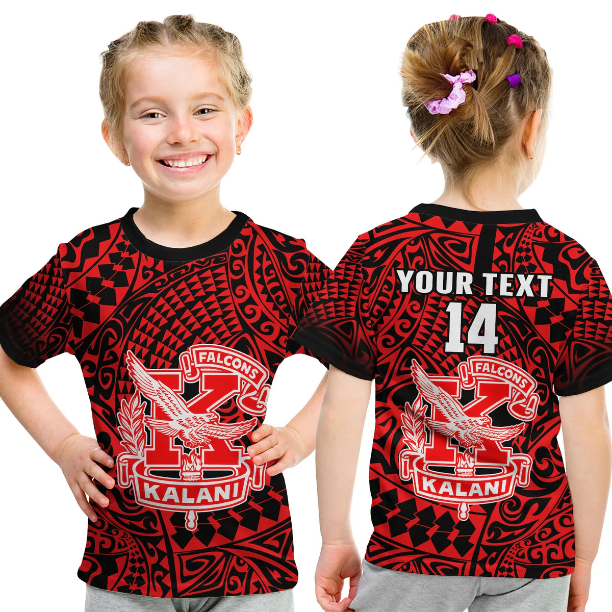 (Custom Text And Number) Hawaii T Shirt KID Kalani High School Tribal Kakau LT14 Youth XL Size14 - Polynesian Pride