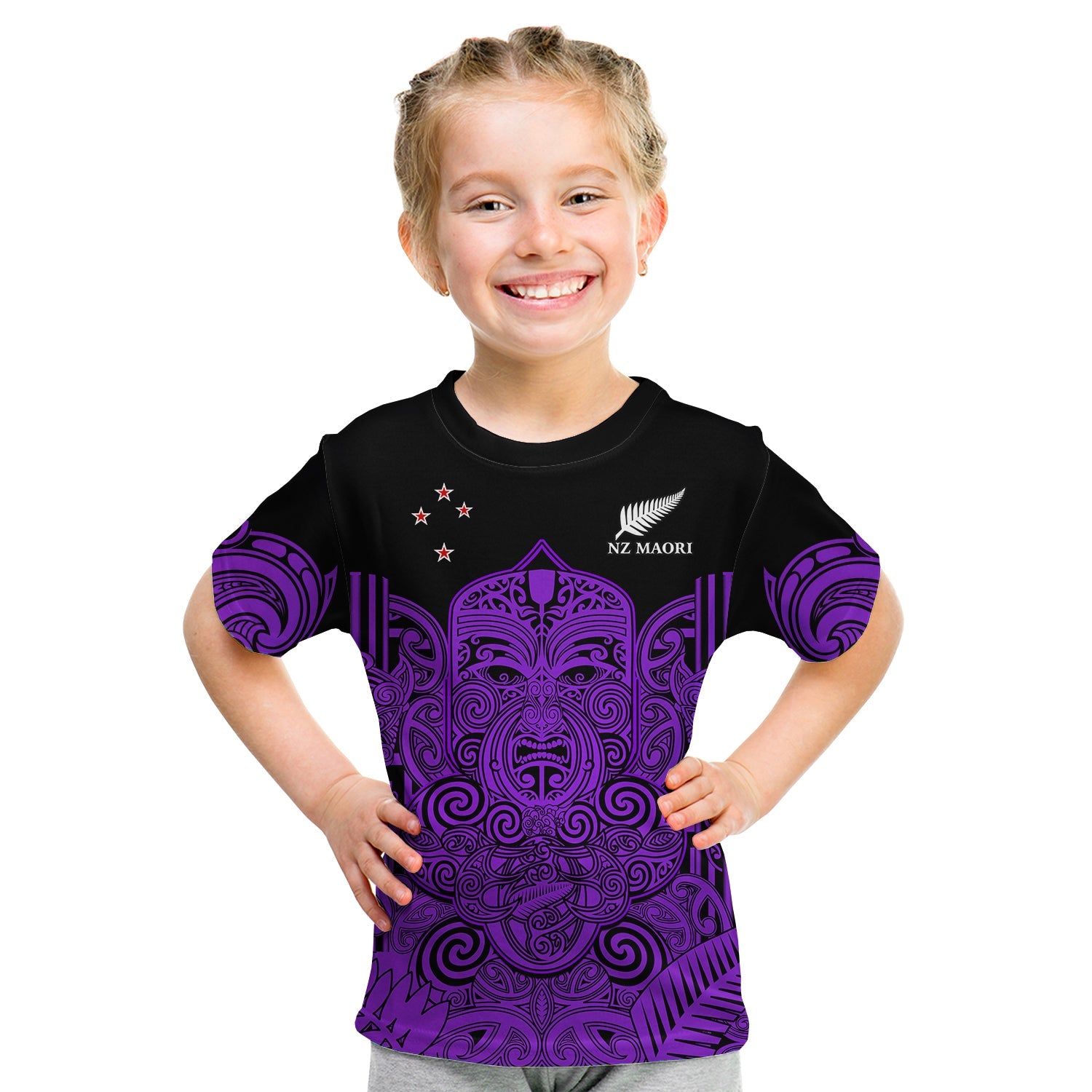 New Zealand Tiki Rugby T Shirt KID NZ Maori Koru Pattern Ver.04 LT14 - Polynesian Pride