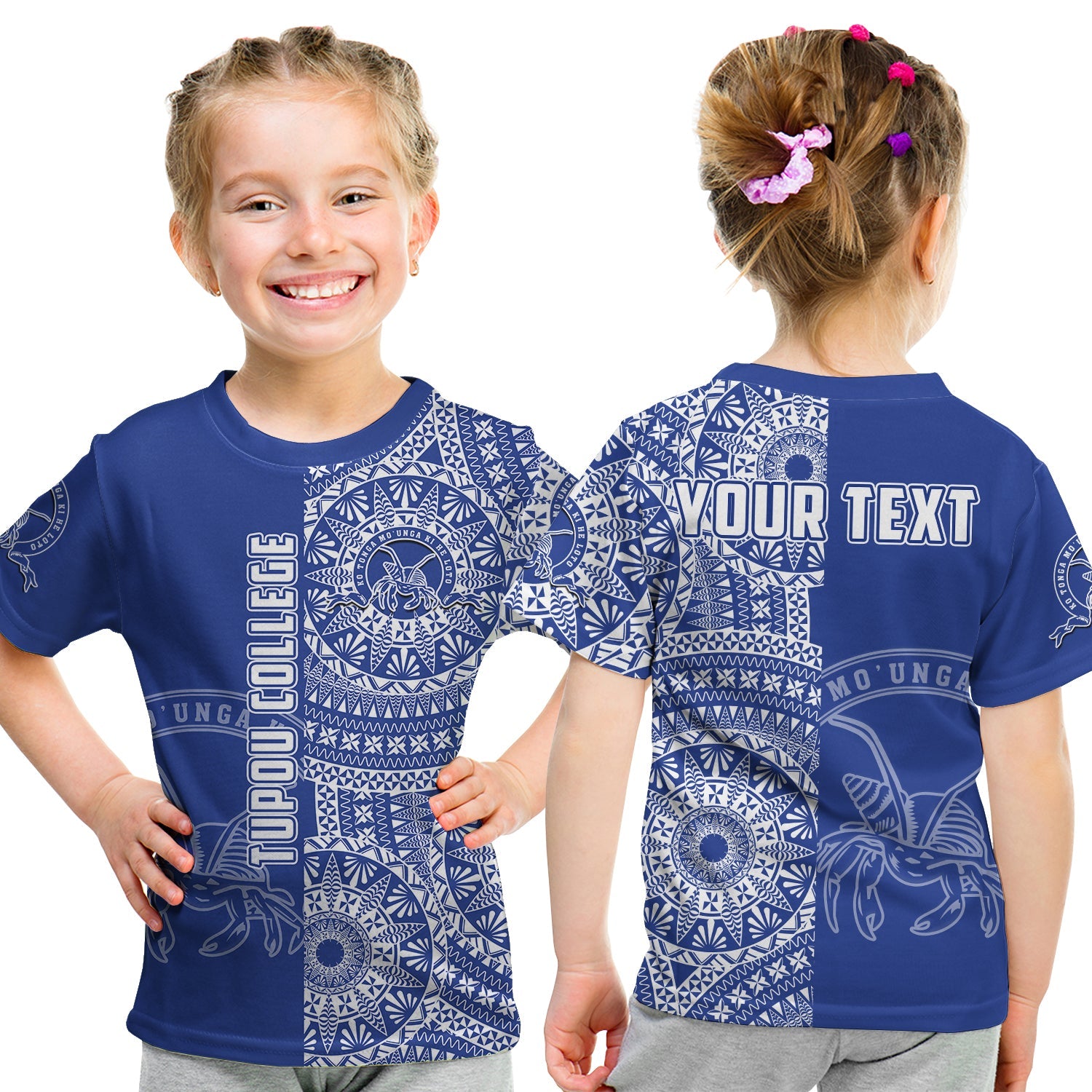 (Custom Personalised) Tupou Tonga College T Shirt KID Tongan Ngatu Pattern LT14 - Polynesian Pride