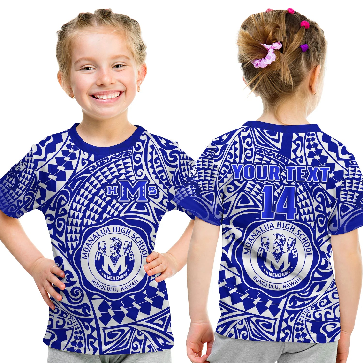 (Custom Text And Number) Hawaii T Shirt KID Moanalua High School Tribal Kakau LT14 Youth XL Size14 - Polynesian Pride