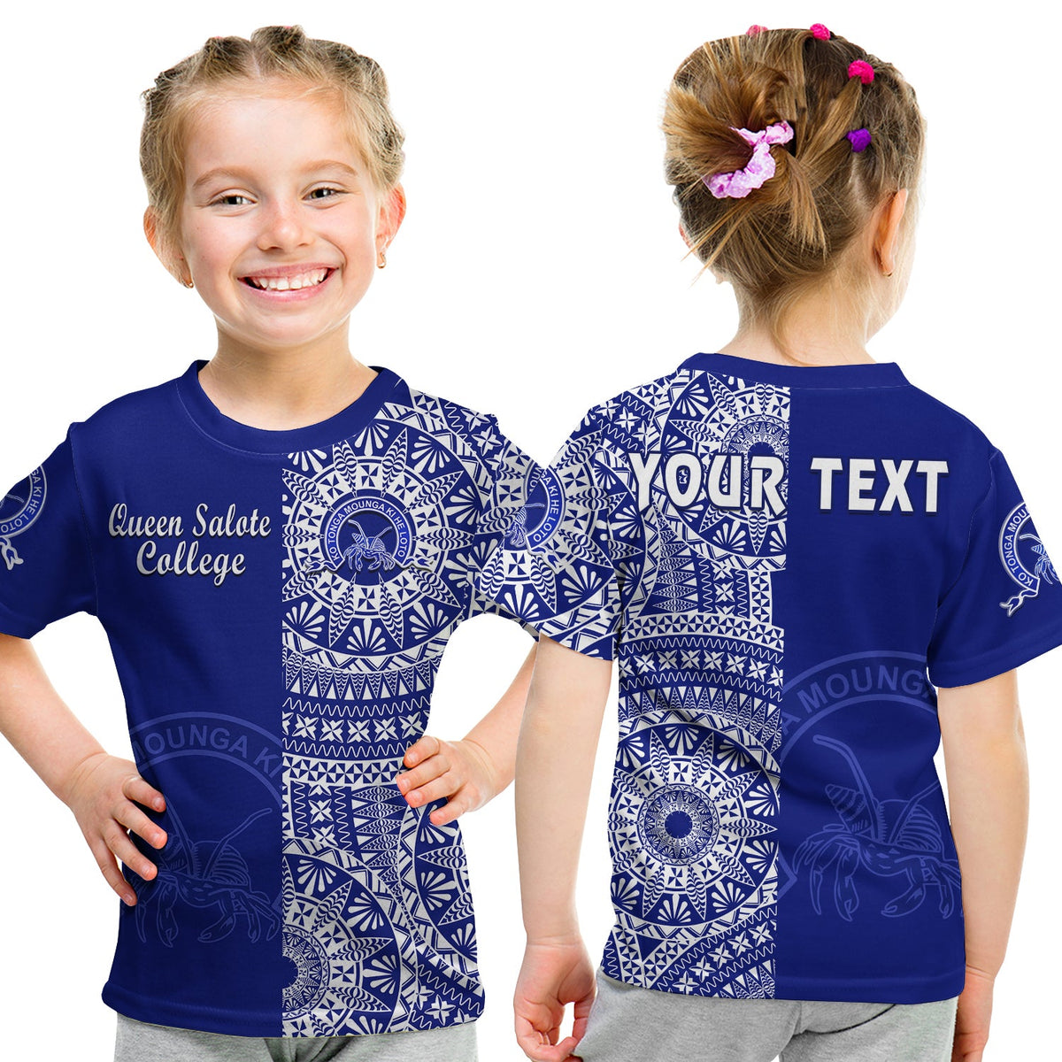 (Custom Personalised) Queen Salote Tonga College T Shirt KID Tongan Ngatu Pattern LT14 Youth XL Size14 - Polynesian Pride