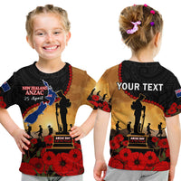 (Custom Personalised) New Zealand Anzac T Shirt KID Maori Camouflage Mix Poppies We Will Remember Them LT14 Youth XL Size14 - Polynesian Pride