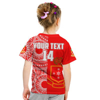 (Custom Text And Number) Kolisi Tonga High School T Shirt KID Class Of Year Tongan Ngatu Pattern LT14 - Polynesian Pride