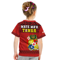 Tonga Rugby T Shirt KID Mate Maa Tonga Pacific Ngatu Black LT14 - Polynesian Pride