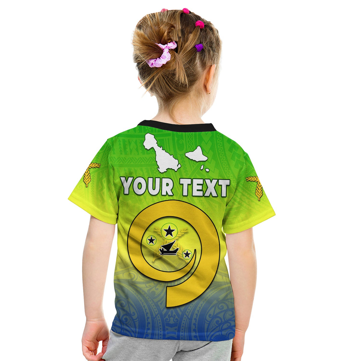 (Custom Personalised) Malampa Province T Shirt KID Native Canoe Mix Vanuatu Pig Tusk Green Version LT14 - Polynesian Pride