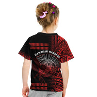Hawaii T Shirt KID Kakau Warrior Helmet Gradient Red Polynesian LT14 - Polynesian Pride