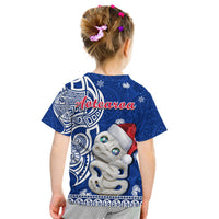 New Zealand Christmas T Shirt Hei Tiki Blue Pohutukawa Meri Kirihimete LT14 - Polynesian Pride