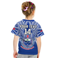 (Custom Text And Number) Samoa Rugby T Shirt KID Manu Samoa 7s Ginger Blue Polynesian LT14 - Polynesian Pride
