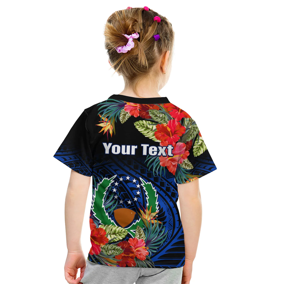 (Custom Personalised) Pohnpei State T Shirt KID FSM Hibiscus Flowers Mix Polynesian LT14 - Polynesian Pride