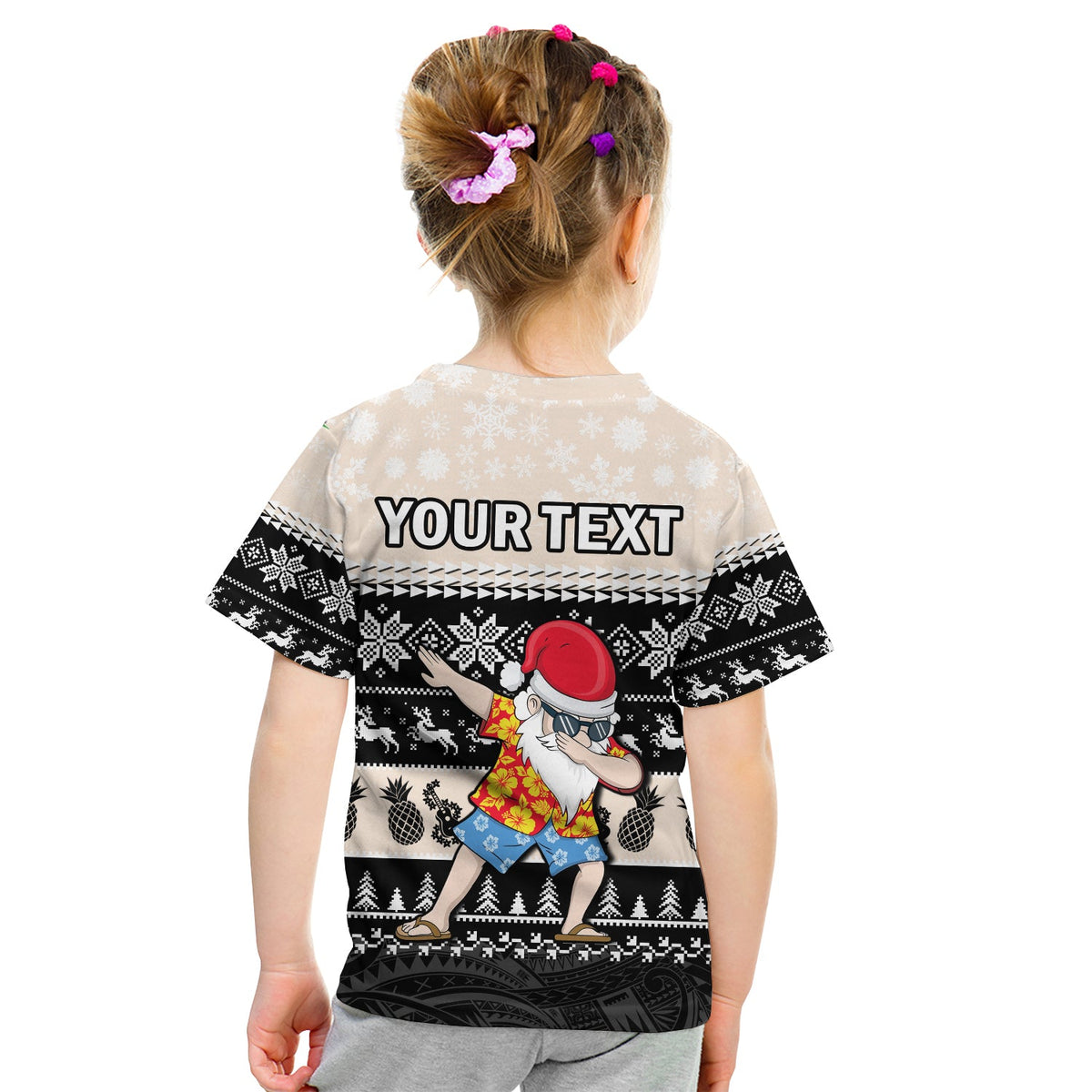 Custom Hawaii Mele Kalikimaka T Shirt Dabbing Santa Black Merry Christmas LT14 - Polynesian Pride