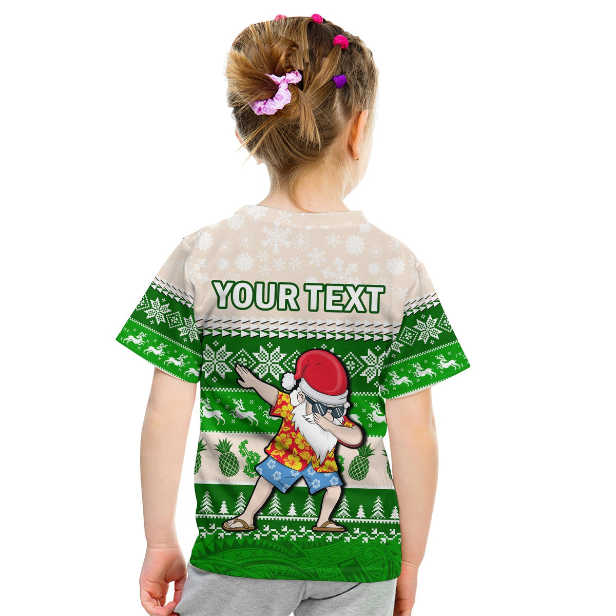 Custom Hawaii Mele Kalikimaka T Shirt Dabbing Santa Green Merry Christmas LT14 - Polynesian Pride