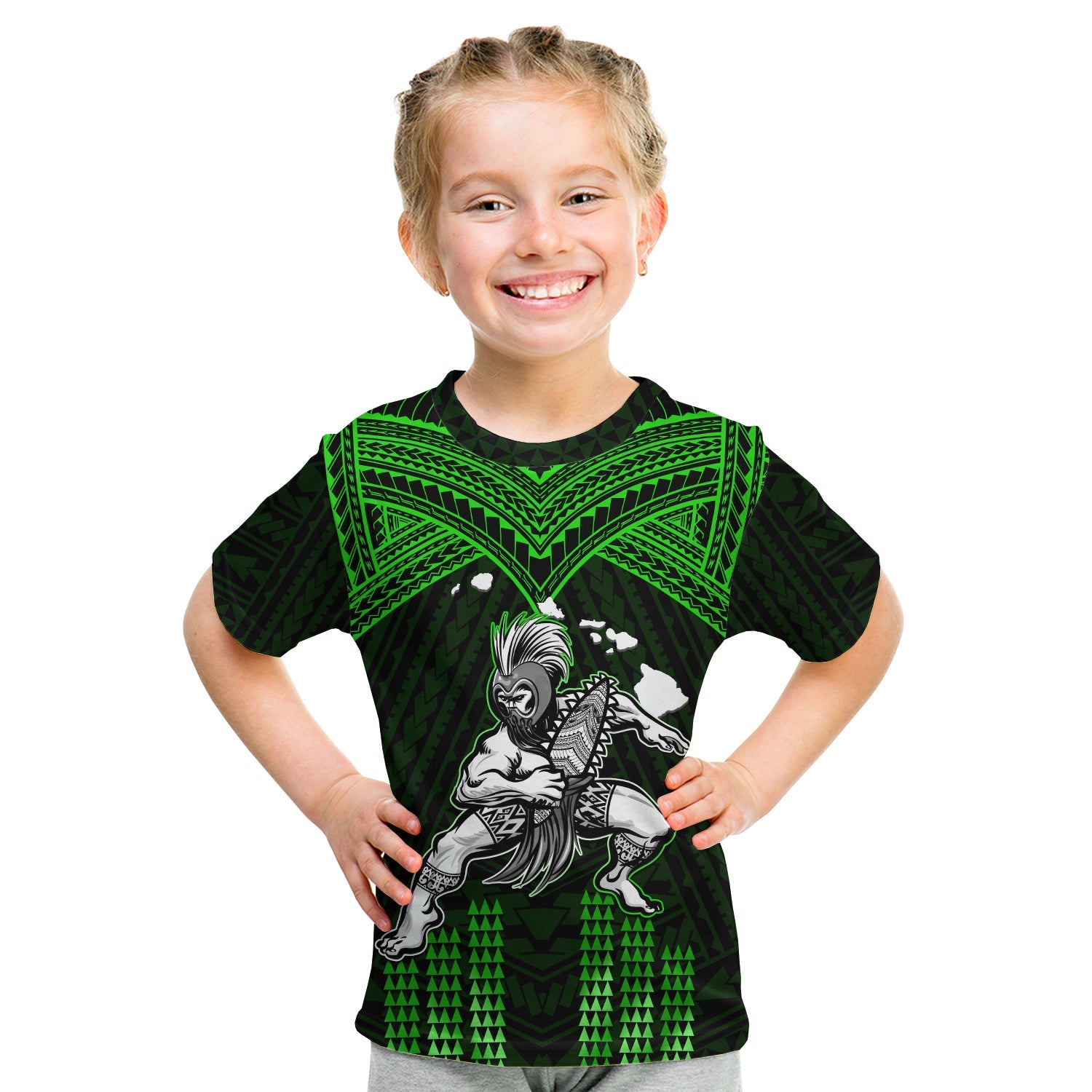 (Custom Personalised) Hawaii T Shirt KID Hawaiian Warrior With Weapon Polynesian Ver.03 LT14 - Polynesian Pride