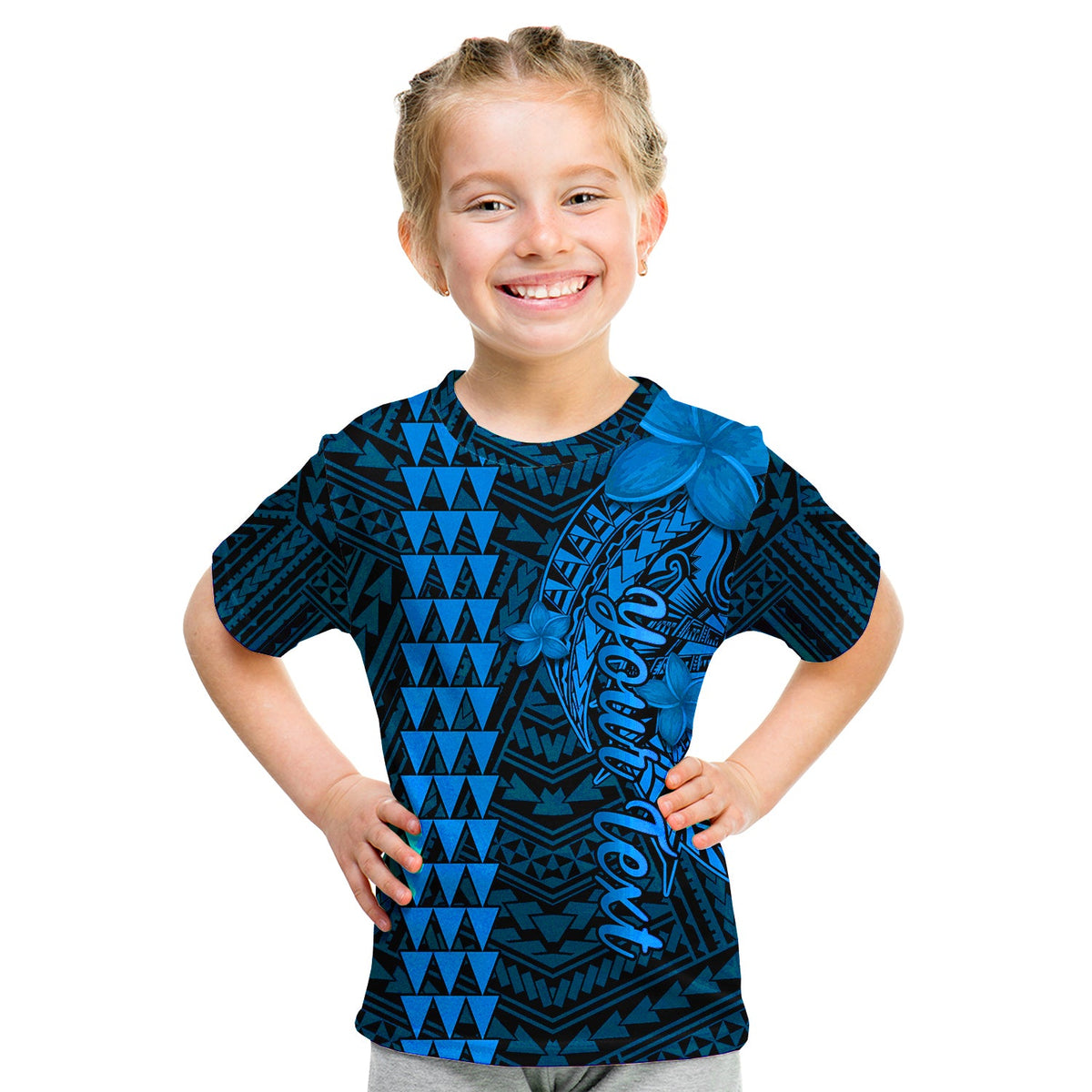 (Custom Personalised) Hawaii T Shirt KID Kakau Kanaka Maoli Combine Polynesian Shark Ver.03 LT14 Youth XL Size14 - Polynesian Pride