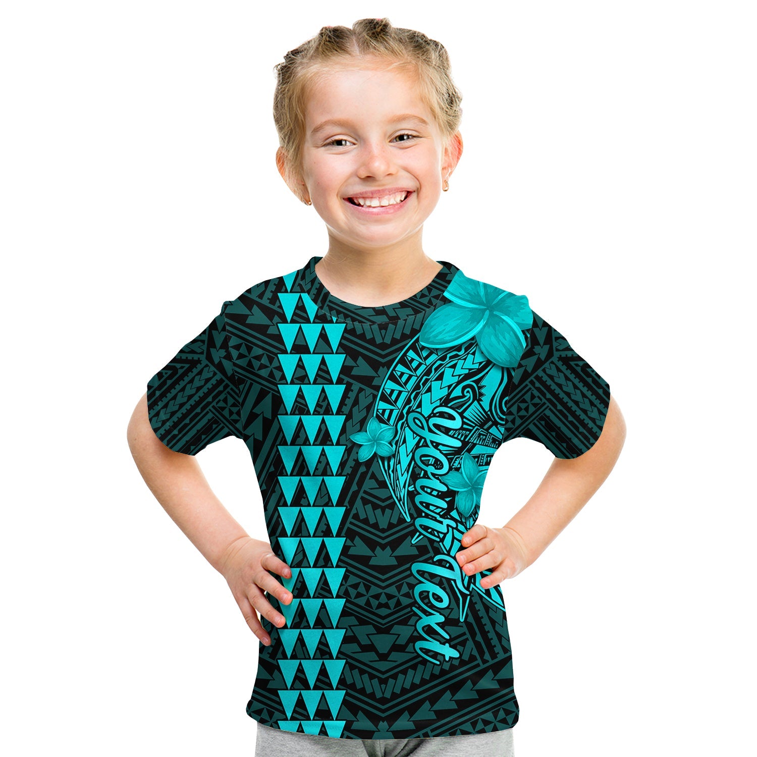 (Custom Personalised) Hawaii T Shirt KID Kakau Kanaka Maoli Combine Polynesian Shark Ver.04 LT14 Youth XL Size14 - Polynesian Pride